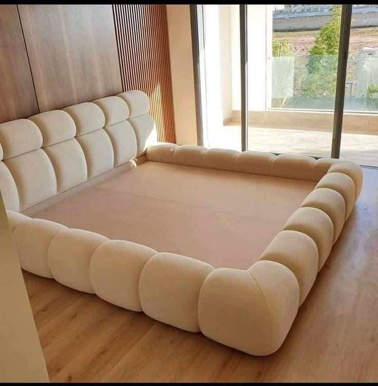Cream bubble upholstered bed
