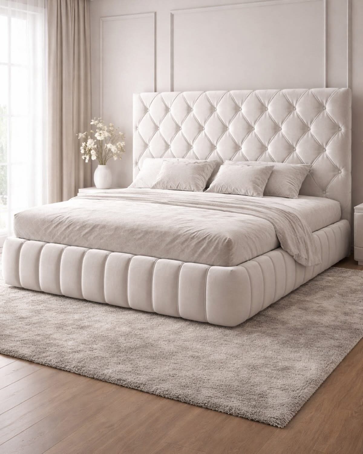Diamond tufted bed